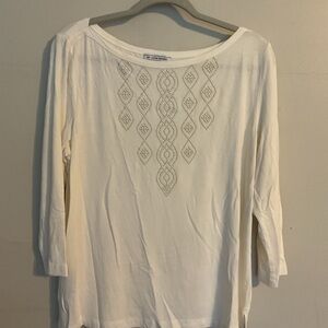 St. John sport top pearl beaded textured white women’s large